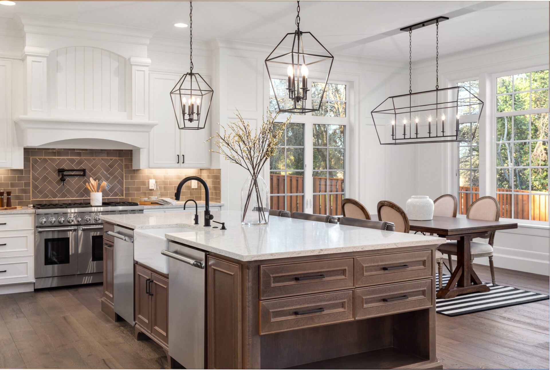 Beautiful kitchen in new traditional style luxury home